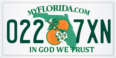 FL license plate 0227XN
