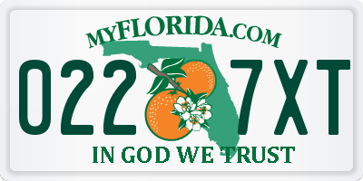 FL license plate 0227XT