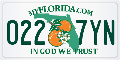 FL license plate 0227YN