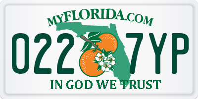 FL license plate 0227YP