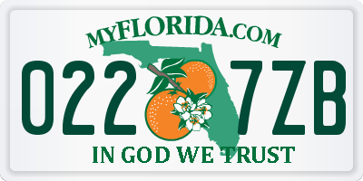 FL license plate 0227ZB