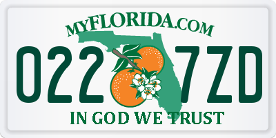 FL license plate 0227ZD