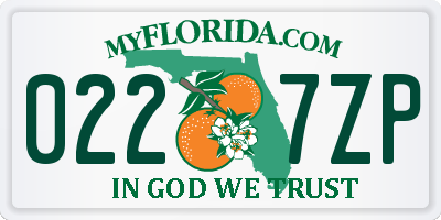 FL license plate 0227ZP