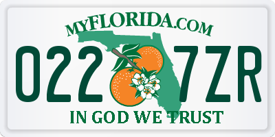 FL license plate 0227ZR