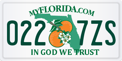 FL license plate 0227ZS