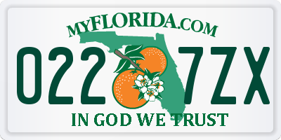 FL license plate 0227ZX