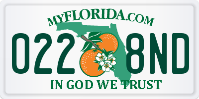 FL license plate 0228ND