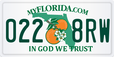 FL license plate 0228RW