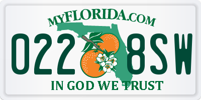 FL license plate 0228SW