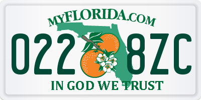 FL license plate 0228ZC