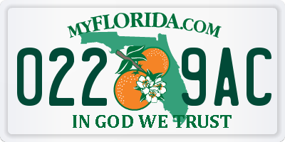 FL license plate 0229AC