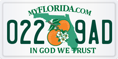 FL license plate 0229AD
