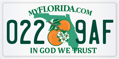 FL license plate 0229AF