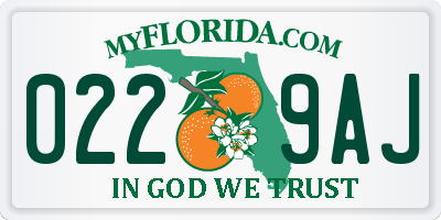 FL license plate 0229AJ