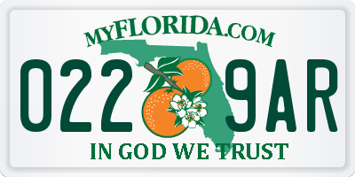 FL license plate 0229AR