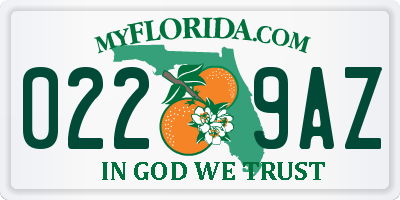 FL license plate 0229AZ
