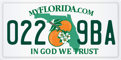 FL license plate 0229BA
