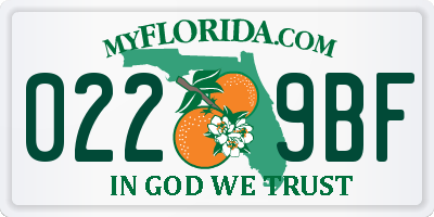 FL license plate 0229BF