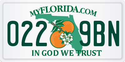 FL license plate 0229BN