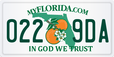 FL license plate 0229DA