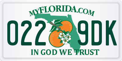 FL license plate 0229DK