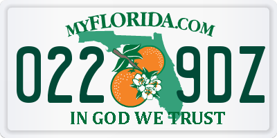 FL license plate 0229DZ