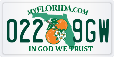 FL license plate 0229GW