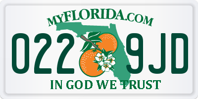 FL license plate 0229JD