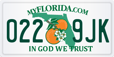 FL license plate 0229JK
