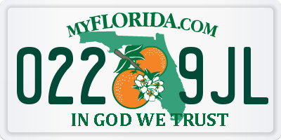 FL license plate 0229JL