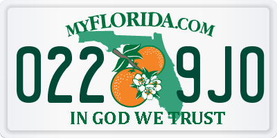 FL license plate 0229JO