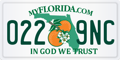 FL license plate 0229NC