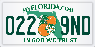 FL license plate 0229ND