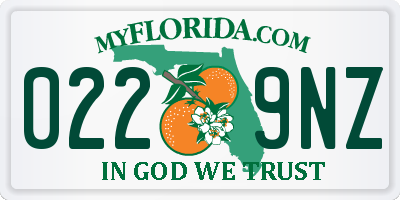 FL license plate 0229NZ
