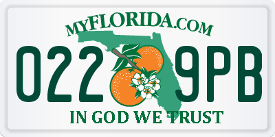 FL license plate 0229PB