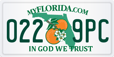 FL license plate 0229PC