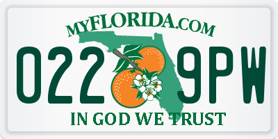 FL license plate 0229PW