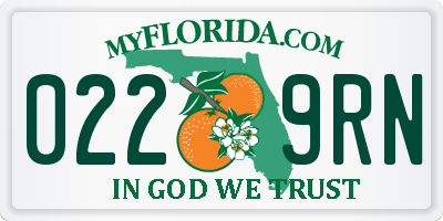 FL license plate 0229RN