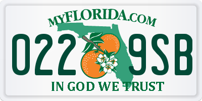 FL license plate 0229SB