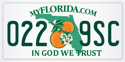 FL license plate 0229SC