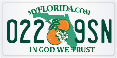 FL license plate 0229SN