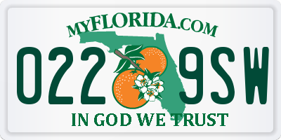 FL license plate 0229SW