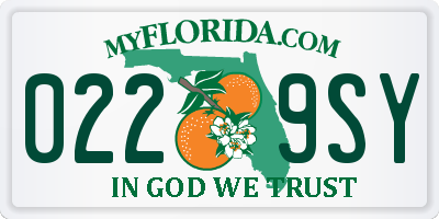 FL license plate 0229SY