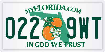 FL license plate 0229WT