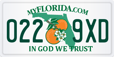 FL license plate 0229XD