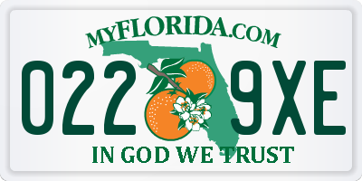 FL license plate 0229XE