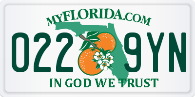 FL license plate 0229YN