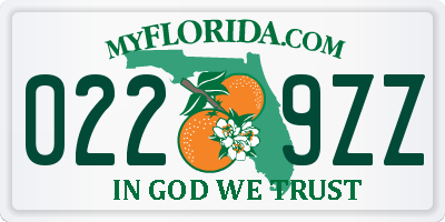 FL license plate 0229ZZ