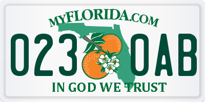 FL license plate 0230AB