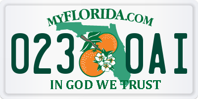 FL license plate 0230AI
